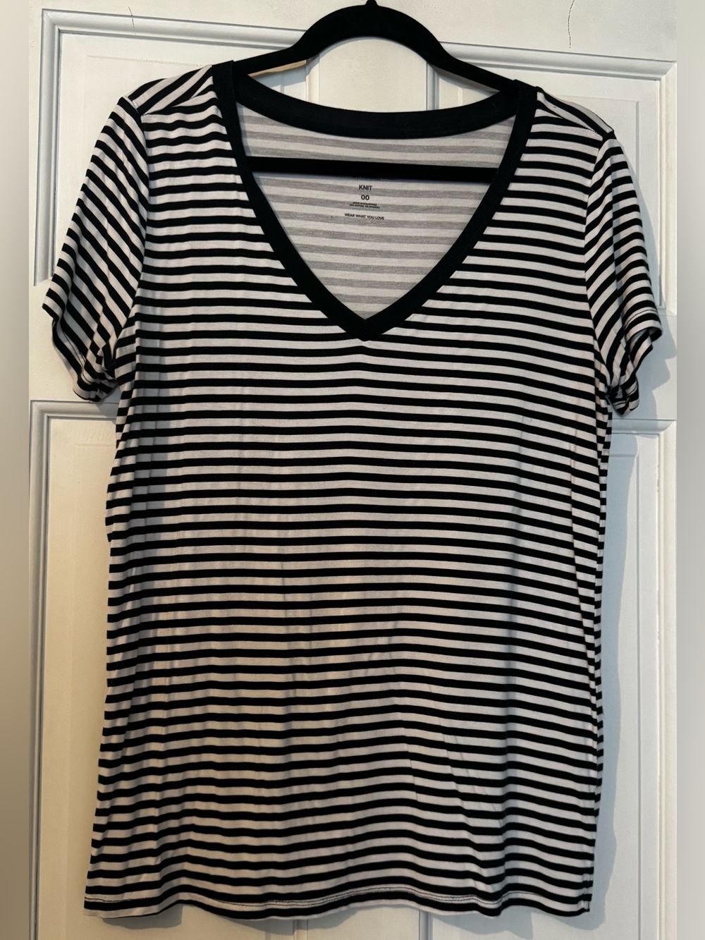 Torrid Black & White Striped V-Neck Tee